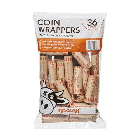 MOOLAH 36 Count Preformed Quarter Coin Wrappers 729025